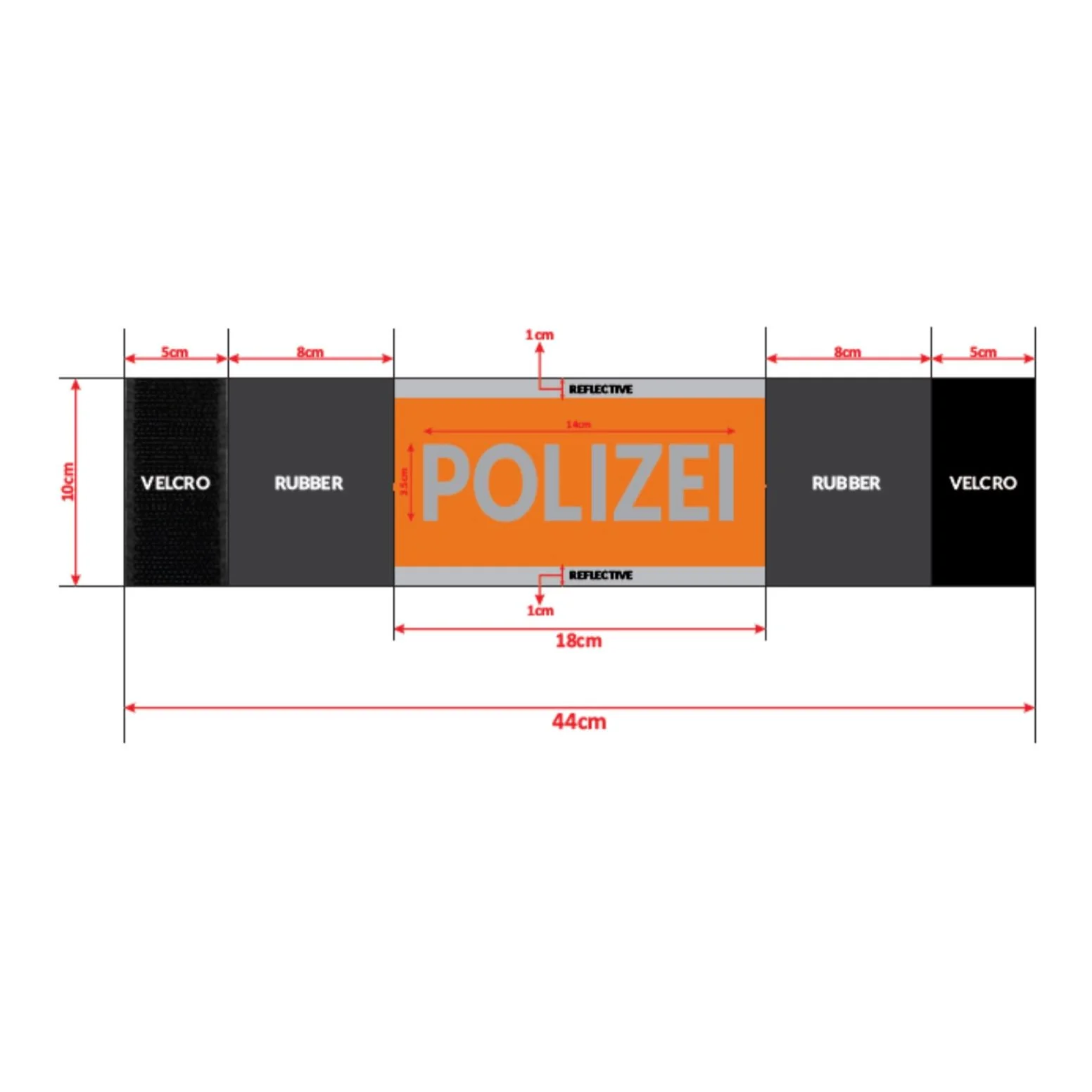 Armbinde POLIZEI neonorange/silber - Image 5